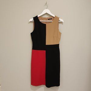 Tommy Hilfiger Colorblock Midi Dress - Black, Red, Tan
